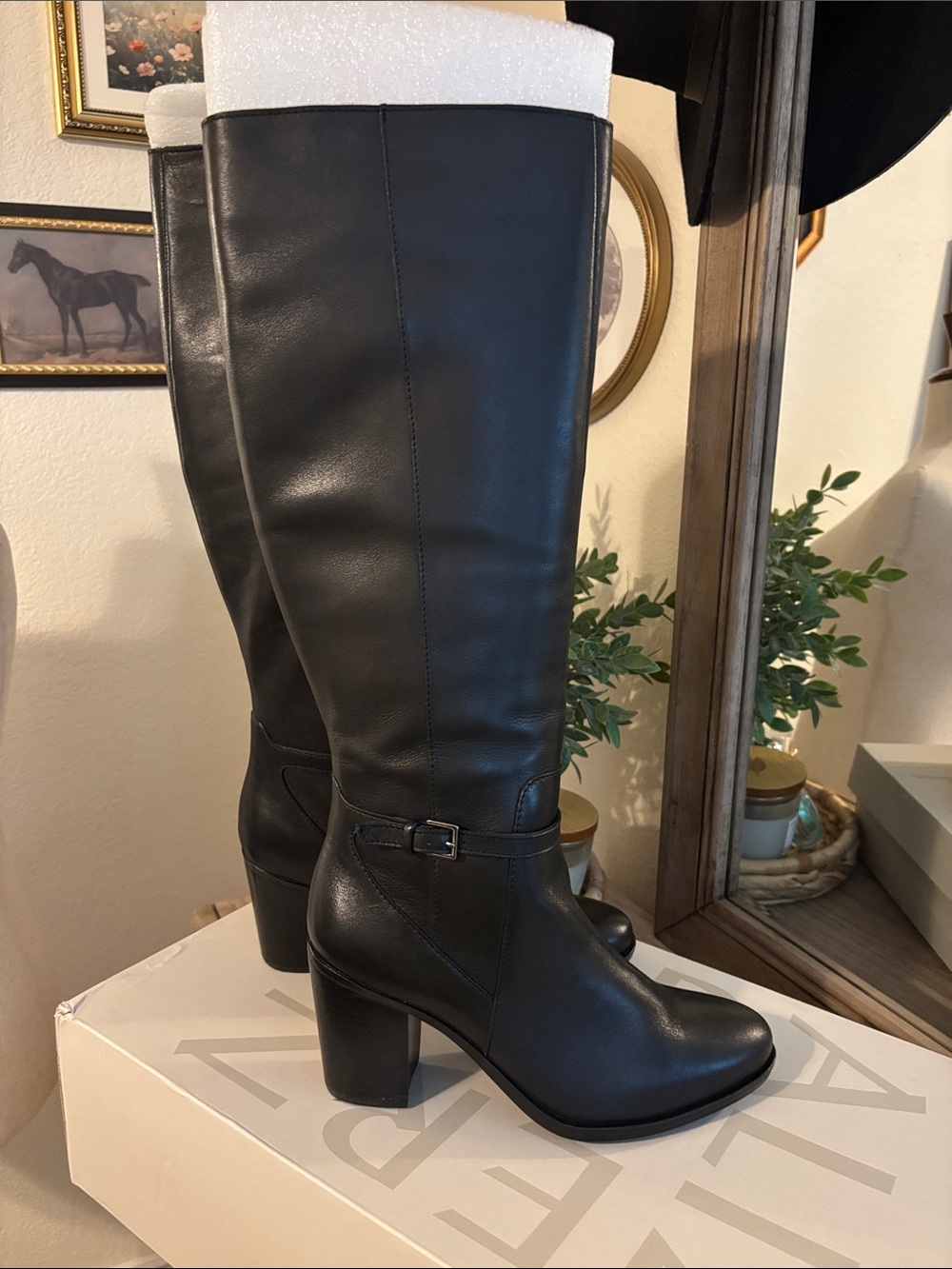 Naturalizer Kalina Black Leather Knee-High Boots- Size 9 Narrow Calf- NWT